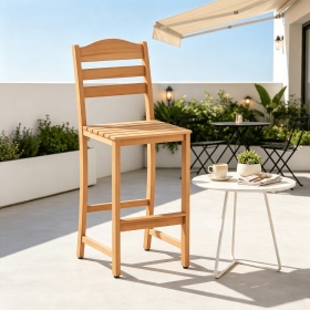 Heavy-Duty Acacia Wood Bar Stools Outdoor 400 LBS Max Load Durable Furniture for Home Improvement