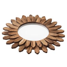 Wall Mirror Decorative, 12-inch Rustic Wood Wall Decor Mirror