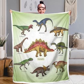 Dinosaur Family Sherpa Fleece Throw Blanket For Boys Girls Adults 50x60 , 60x80 Fuzzy Soft Warm Blanket For All Seasons (Option: 130cmx150cm-Green)